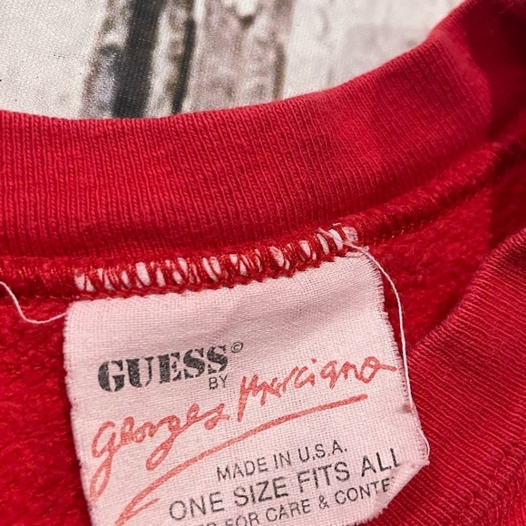 Vintage Georges Marciano Red Fashion 1980s Crewneck Jumper Sweatshirt - Picture 6 of 6